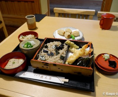 Gontaro Honten (Kyoto), Tenzaru Gozen course with cold soba noodles and tempura fritters