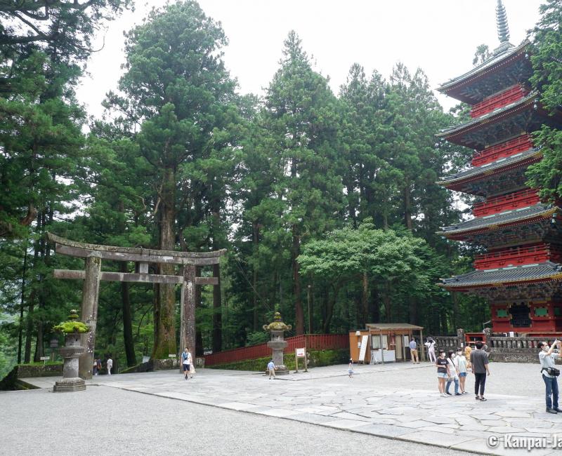 Toshogu (Nikko), Great torii gate and Gojunoto Five-story pagoda Toshogu (Nikko), Great torii gate and Gojunoto Five-story pagoda