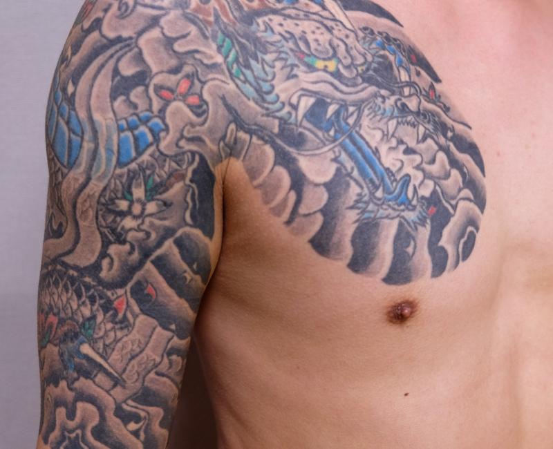 Shoulder Wolf Bear Tattoo by Matt Cooley