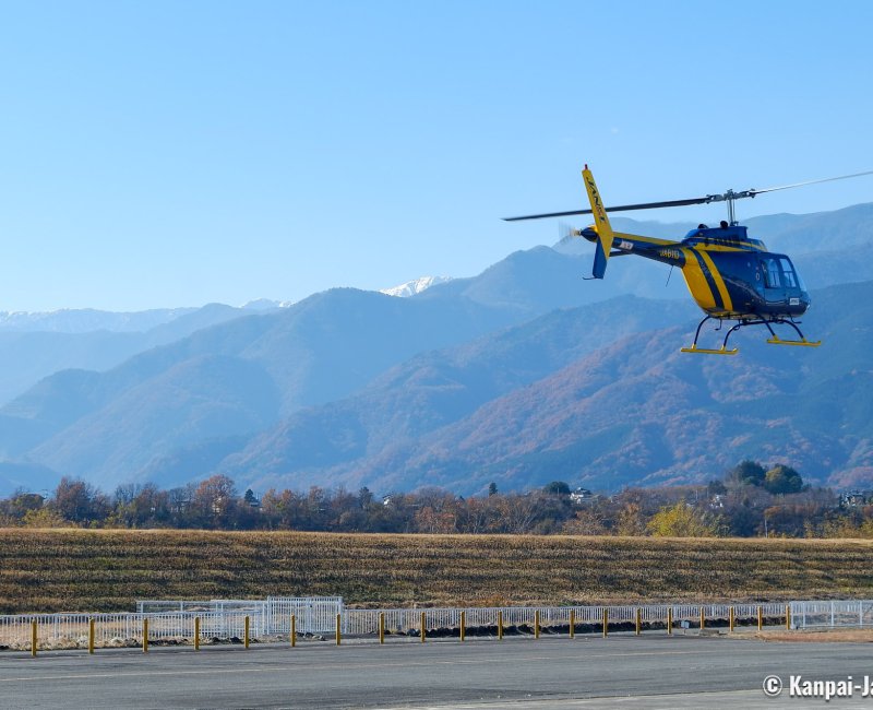 Mount Fuji Helicopter Tour, A Bell 206B JetRanger III during takeoff Mount Fuji Helicopter Tour, A Bell 206B JetRanger III during takeoff